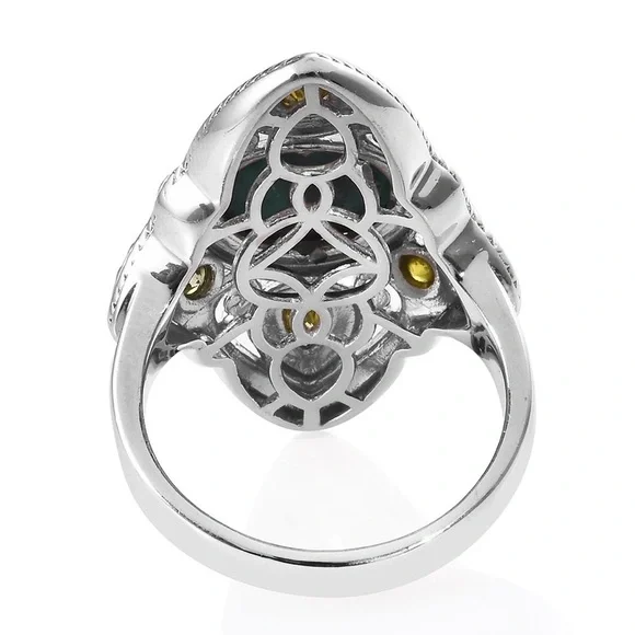 SOUTH African Malachite Cz Peridot Ring - Picture 5 of 8